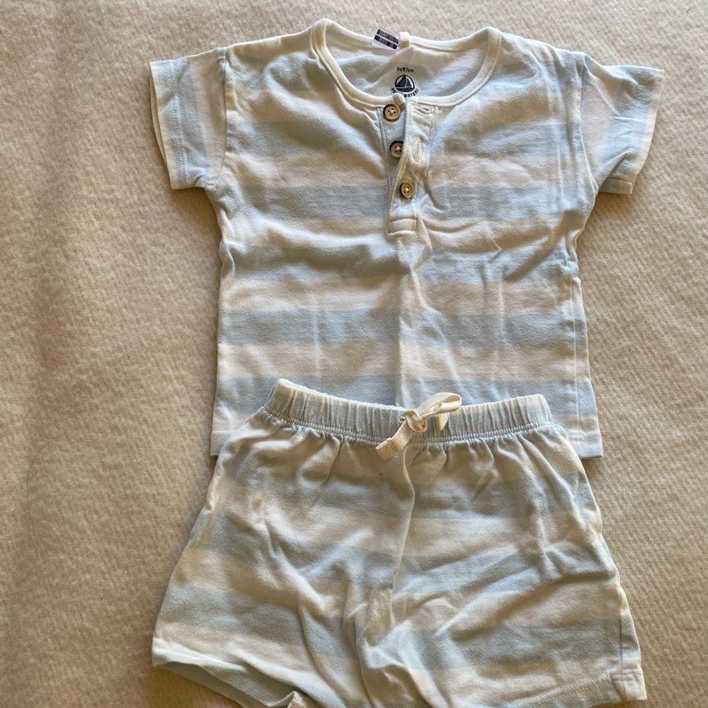 Petit Bateau Cream and White Baby Outfit